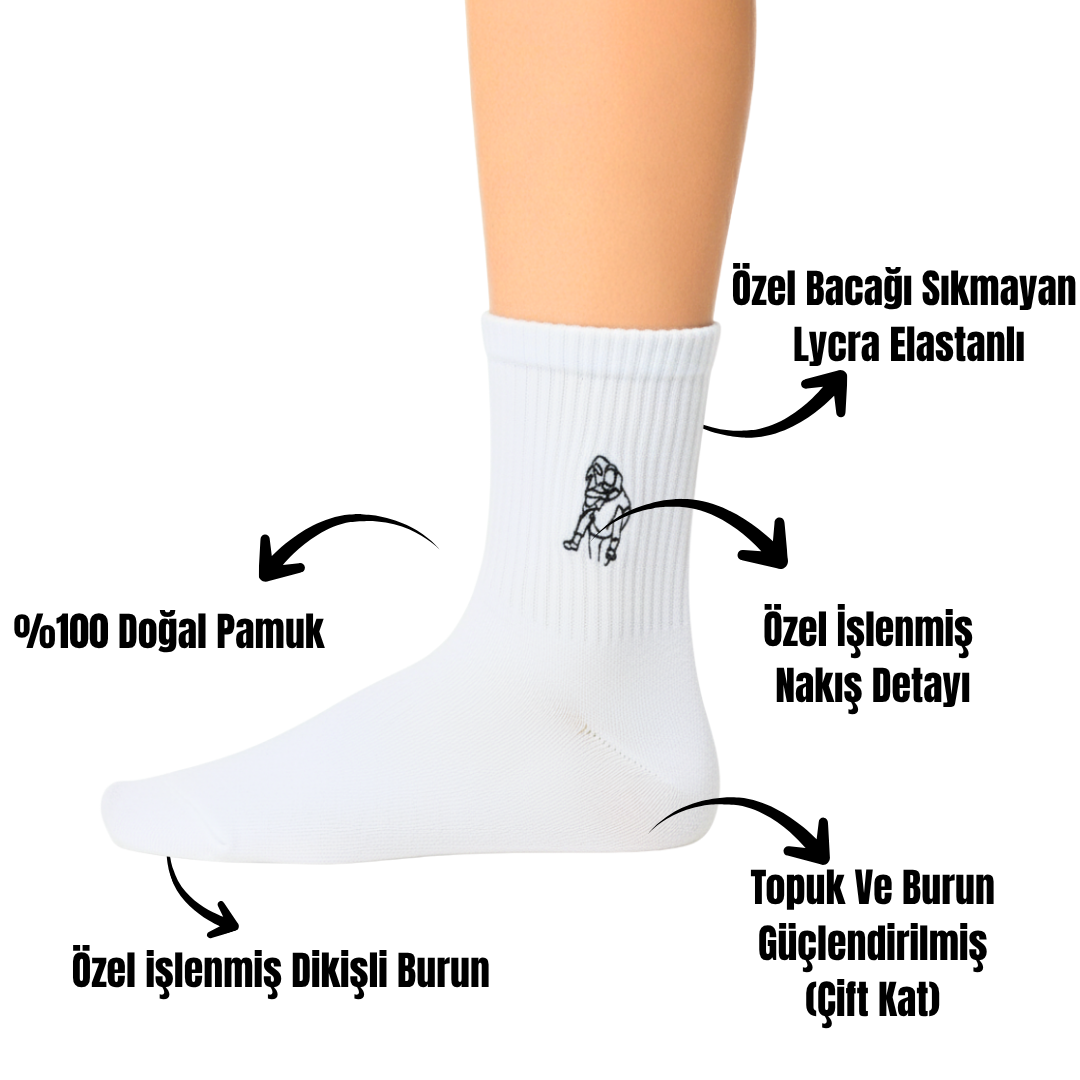 AYDK™ Premium Çorap – Silüet Nakışlı 6’lı Çorap Seti