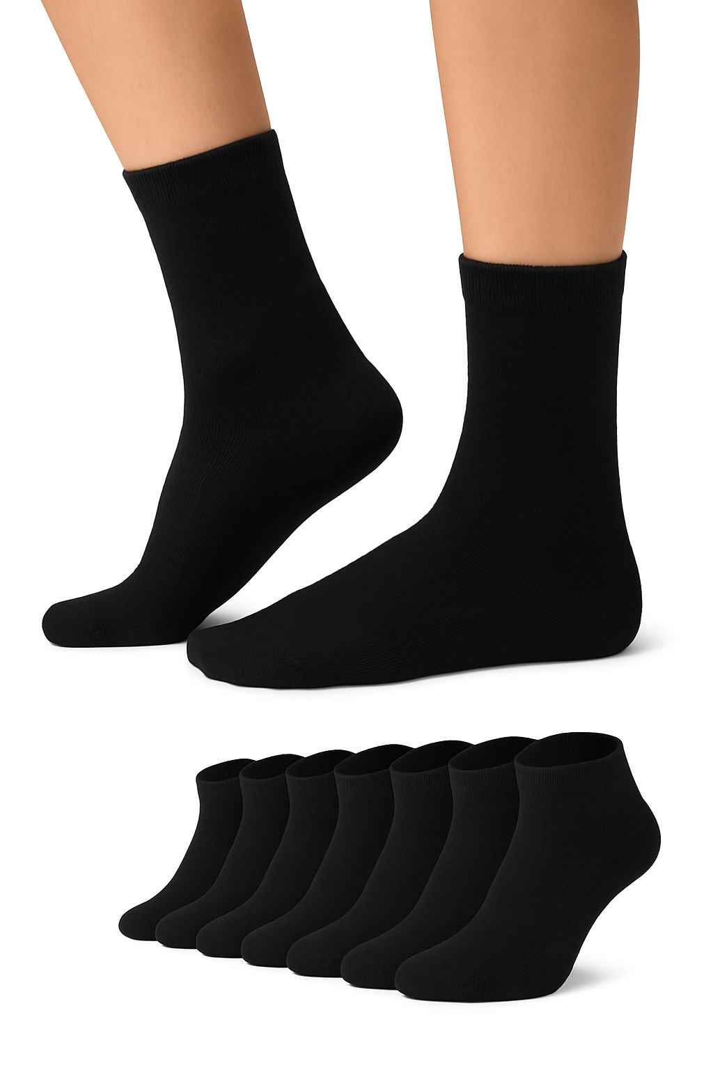 6 Çift Siyah Soket Çorap Seti Pamuklu Yazlık Kışlık Unisex Çorap Seti