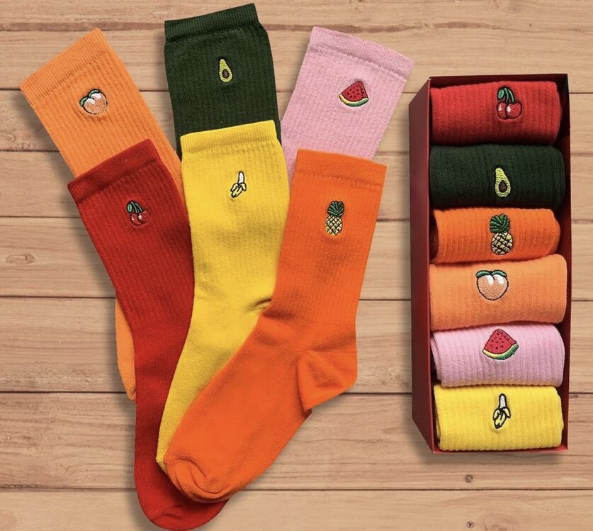 Unisex 6’lı Premium Meyve Nakışlı Çorap Seti