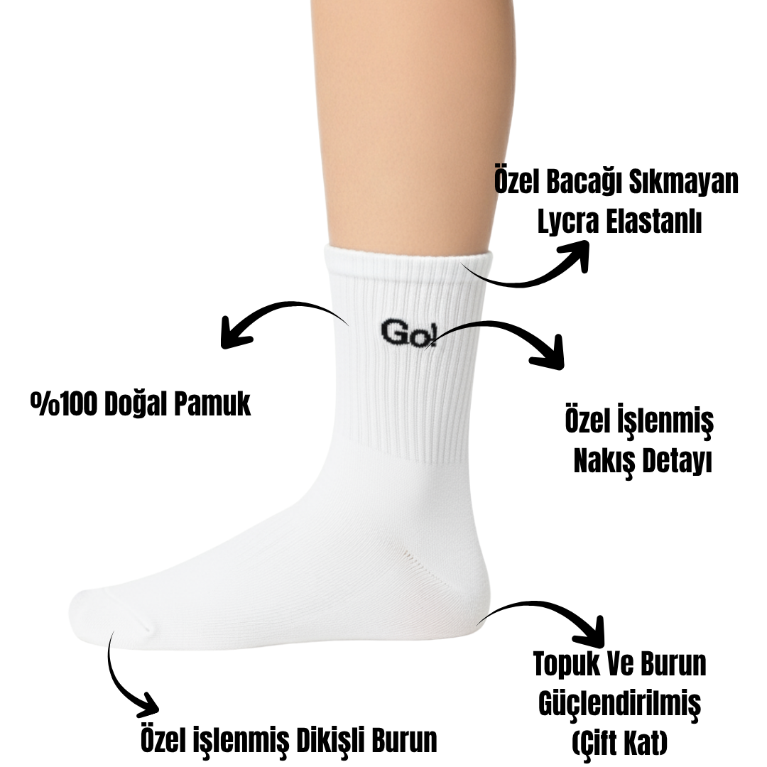 AYDK™ Premium Çorap – Spor Nakışlı 6’lı Çorap Seti