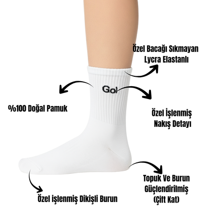 AYDK™ Premium Çorap – Spor Nakışlı 6’lı Çorap Seti