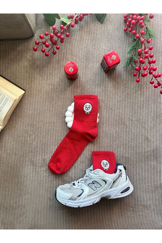 Koyun Sevimli Hayvan Unisex Nakışlı Renkli Yazlık Kışlı Casual Soket Çorap