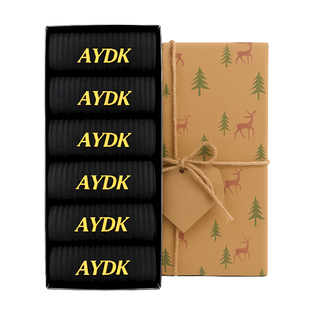 AYDK™ Premium Çorap – Kişiye Özel Nakışlı 6’lı Siyah Çorap Seti