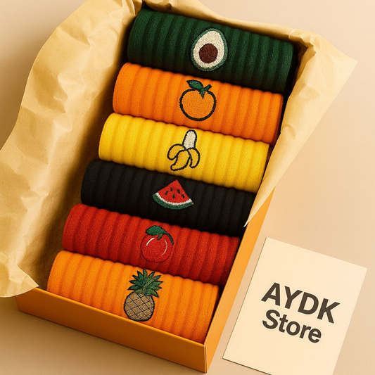 AYDK™ Premium Çorap – Meyve Nakışlı 6’lı Çorap Seti