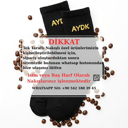 AYDK™ Premium Çorap – Kişiye Özel Nakışlı 6’lı Siyah Çorap Seti