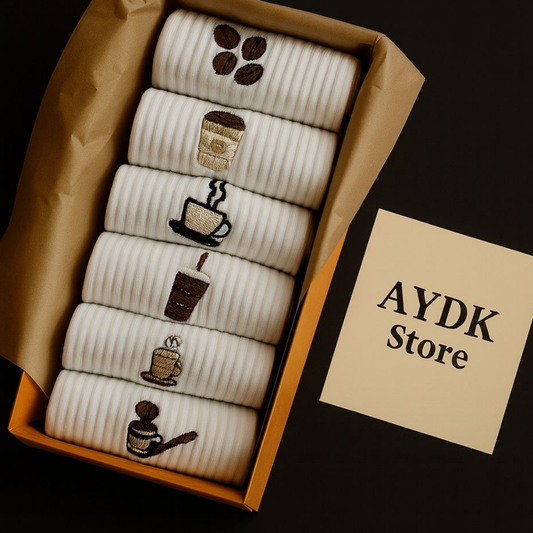 AYDK™ Premium Çorap – Kahve Nakışlı 6’lı Çorap Seti