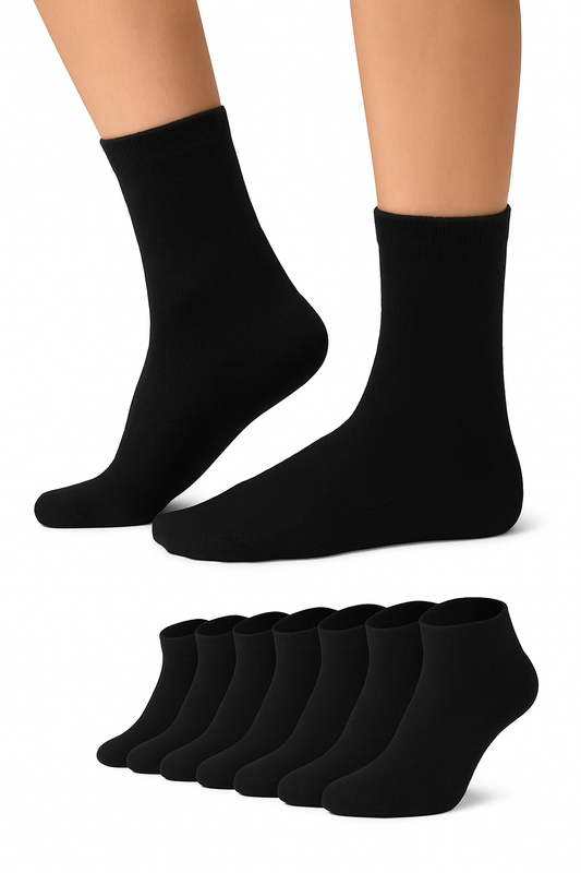 6 Çift Siyah Soket Çorap Seti Pamuklu Yazlık Kışlık Unisex Çorap Seti