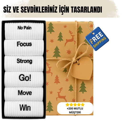 AYDK™ Premium Çorap – Spor Nakışlı 6’lı Çorap Seti