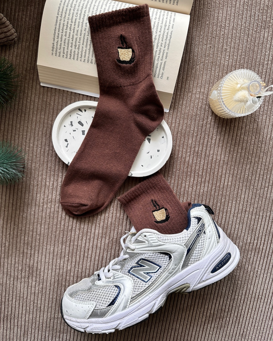 Latte Nakışlı Tekli Çorap Unisex